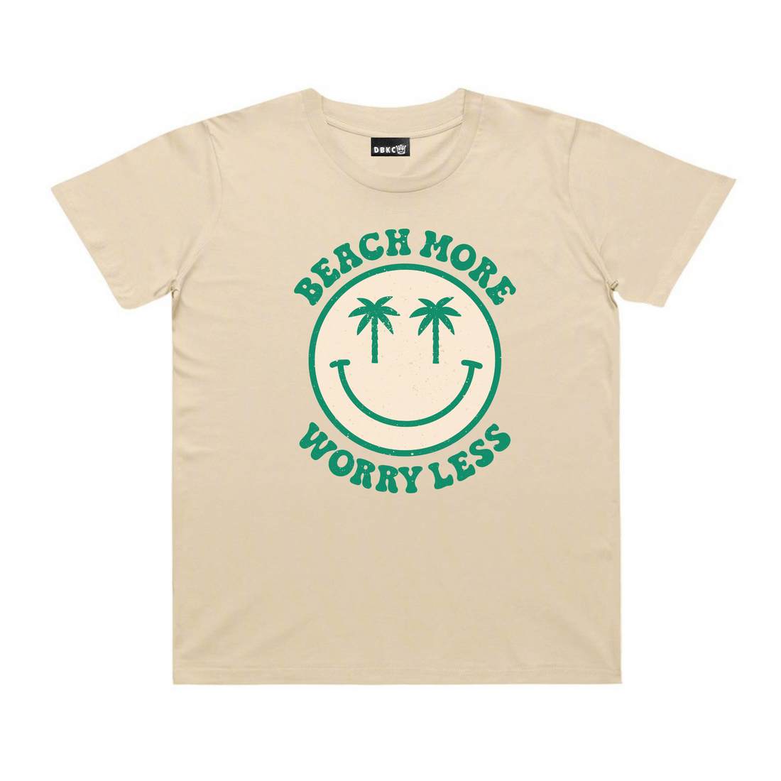 Beach More, Worry Less (Green Print) Short Sleeve Tee