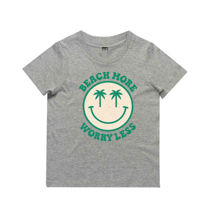 Beach More, Worry Less (Green Print) Short Sleeve Tee