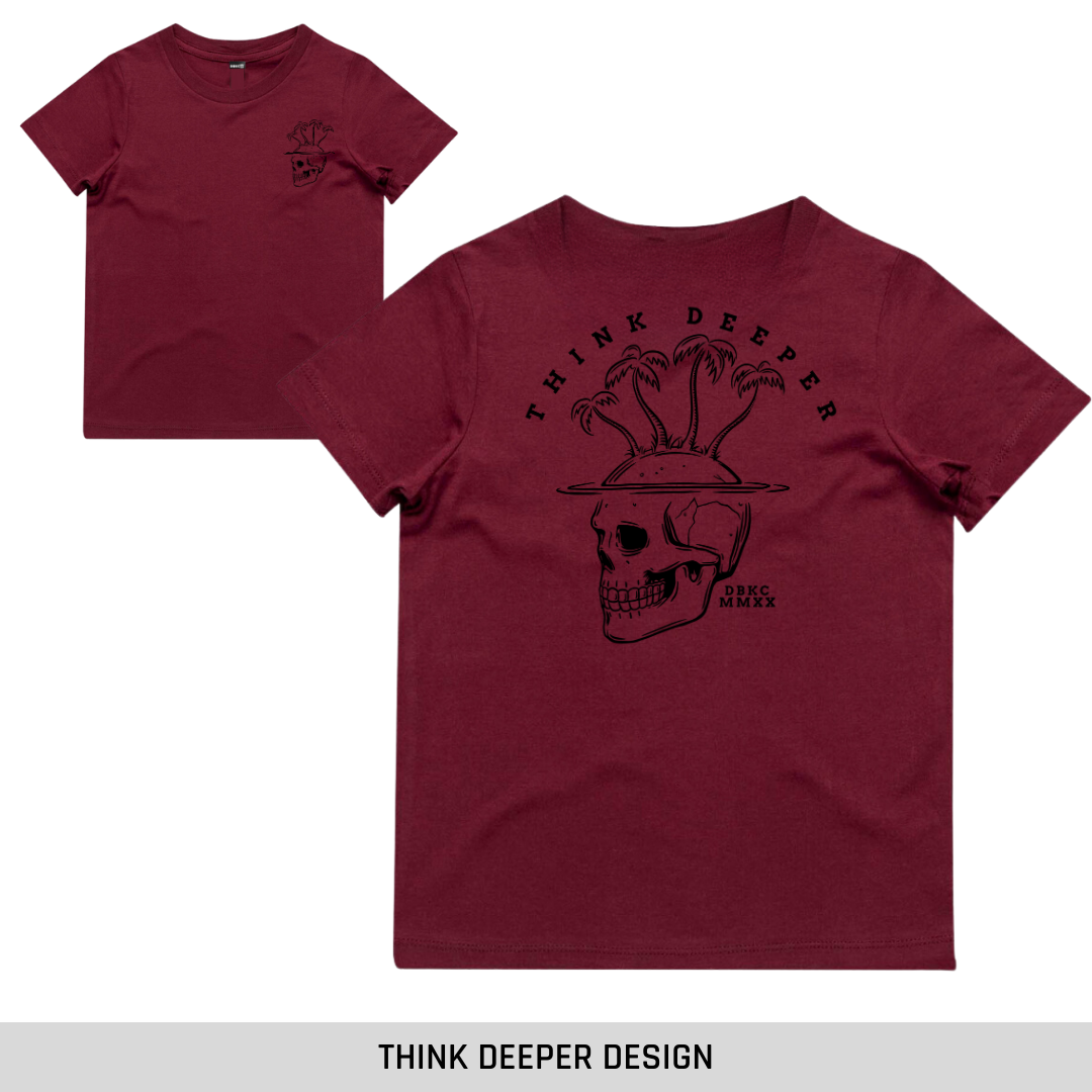 Burgundy Short Sleeve Tee Discontinued (straight edge)