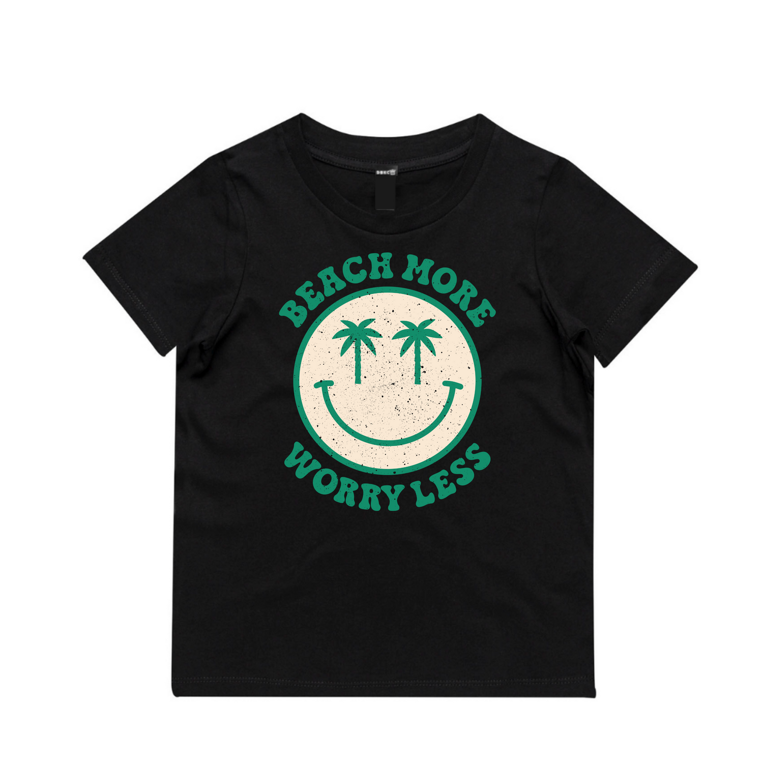 Beach More, Worry Less (Green Print) Short Sleeve Tee