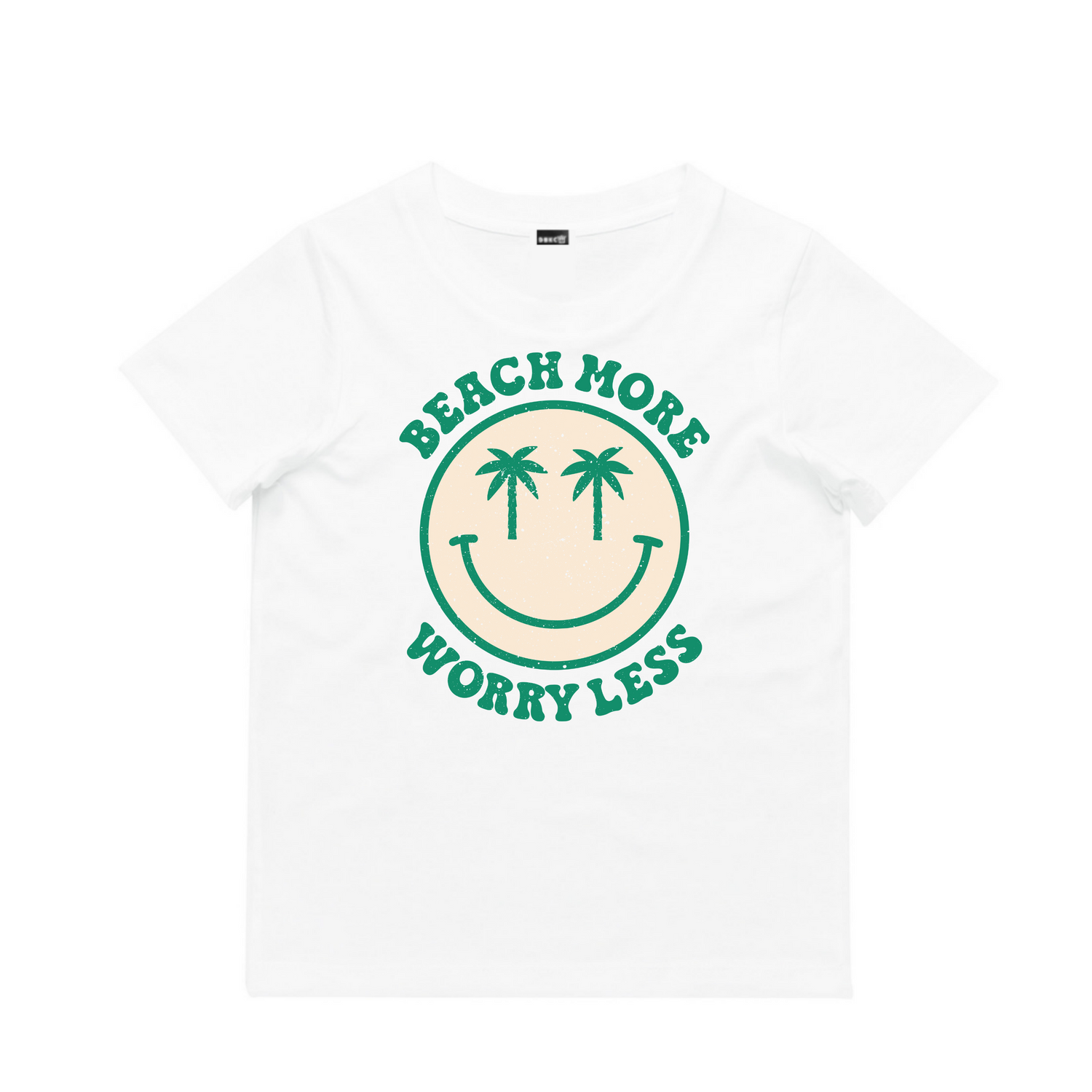 Beach More, Worry Less (Green Print) Short Sleeve Tee