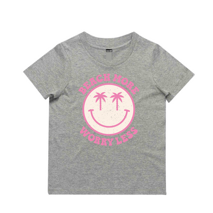 Beach More, Worry Less (Pink Print) Short Sleeve Tee