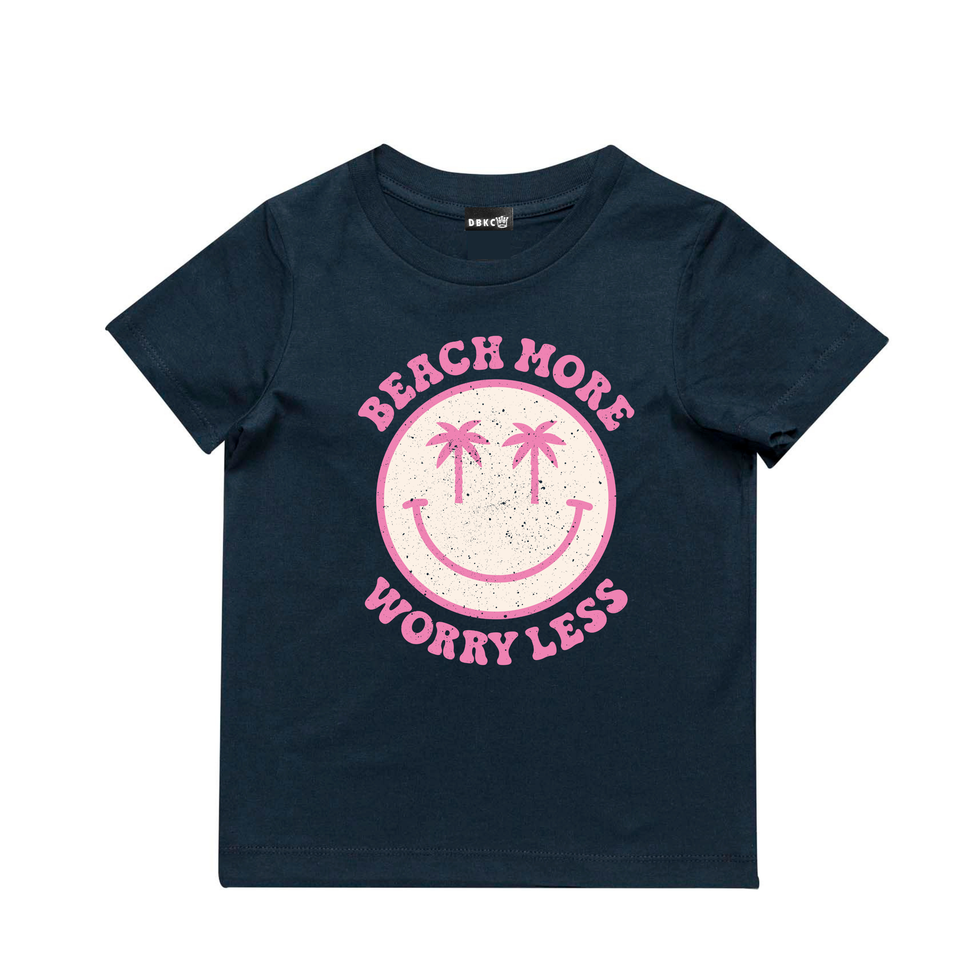 Beach More, Worry Less (Pink Print) Short Sleeve Tee