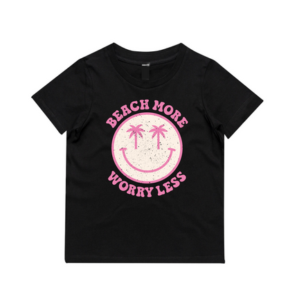 Beach More, Worry Less (Pink Print) Short Sleeve Tee