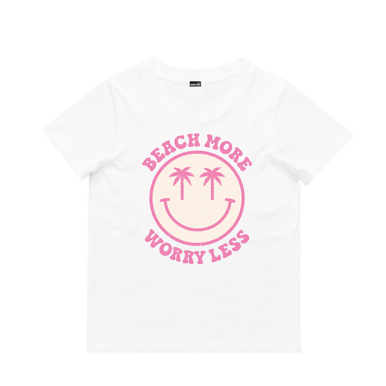 Beach More, Worry Less (Pink Print) Short Sleeve Tee