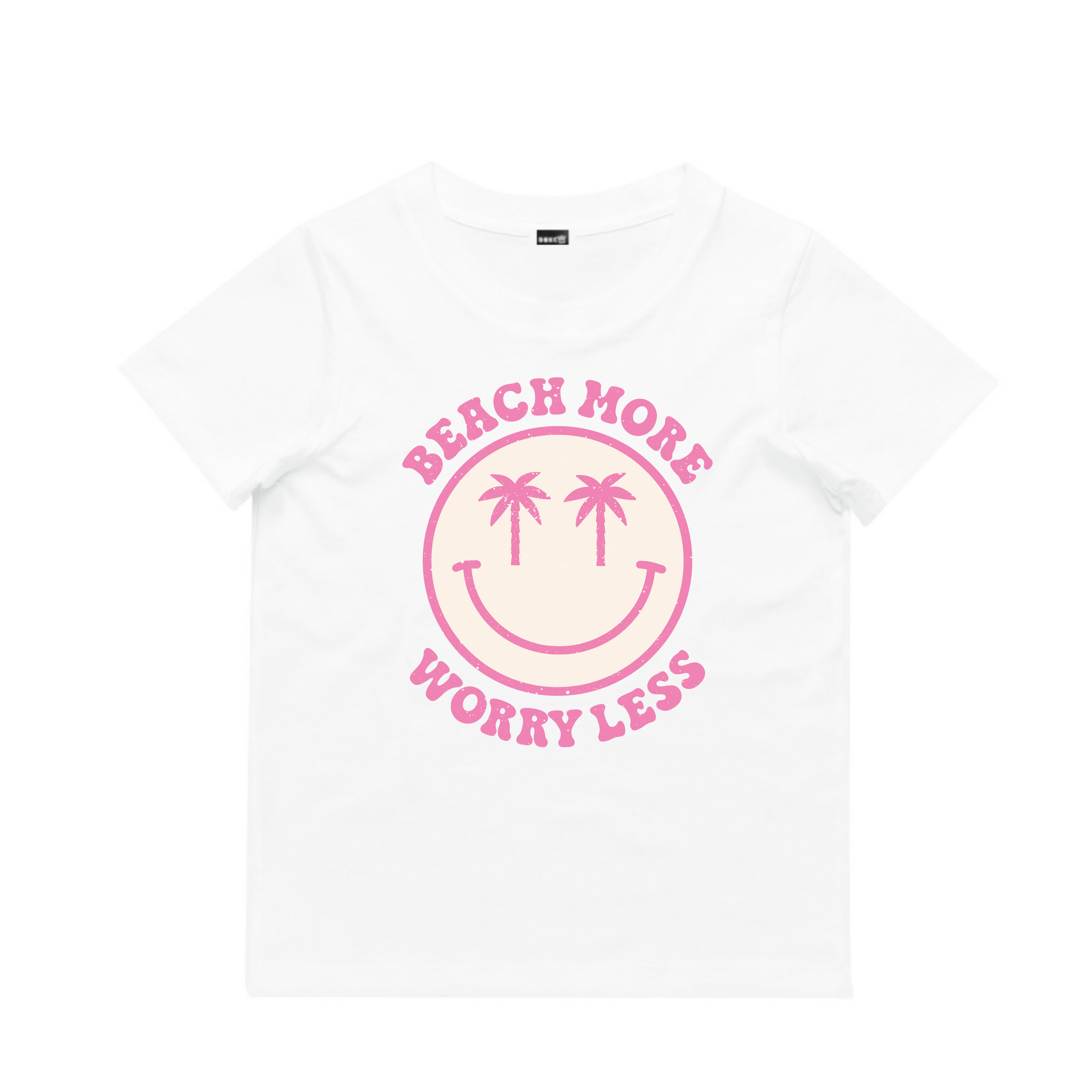 Beach More, Worry Less (Pink Print) Short Sleeve Tee