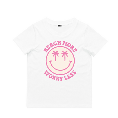 Beach More, Worry Less (Pink Print) Short Sleeve Tee