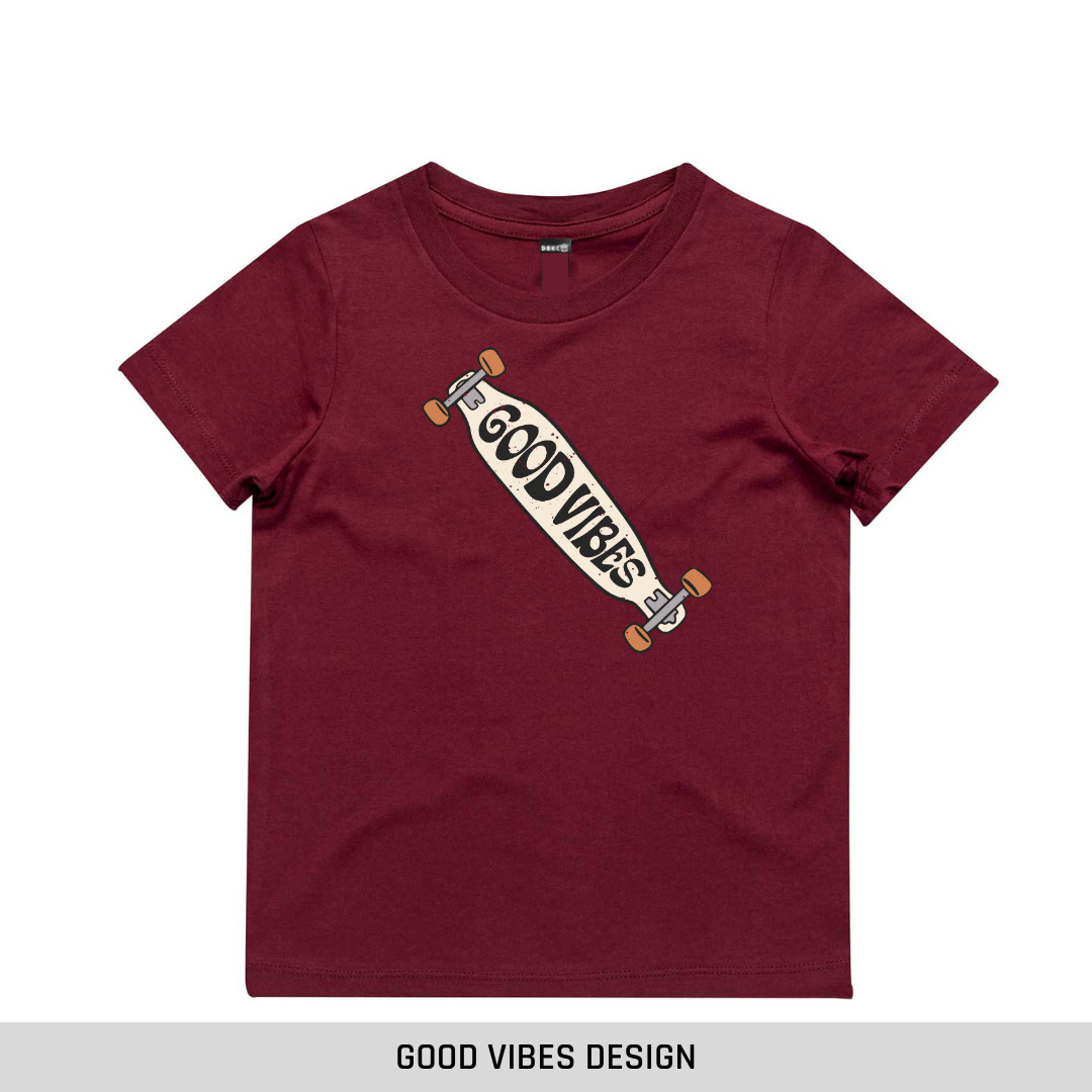 Burgundy Short Sleeve Tee Discontinued (straight edge)