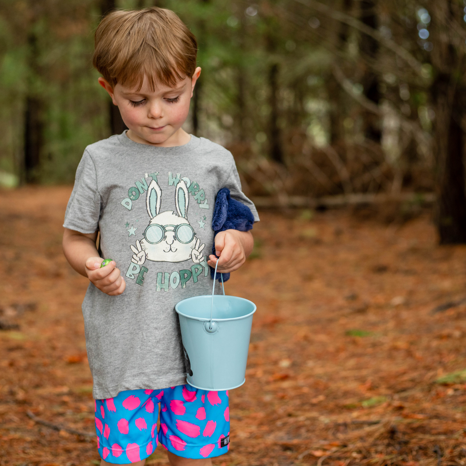 Peace Bunny (Blue) Short Sleeve Tee - Easter